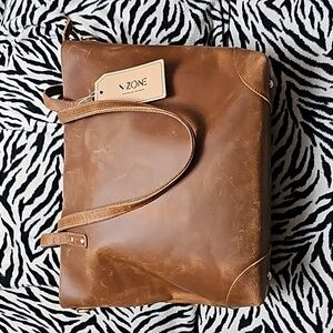 S ZONE NWT Tan Buffalo leather bag